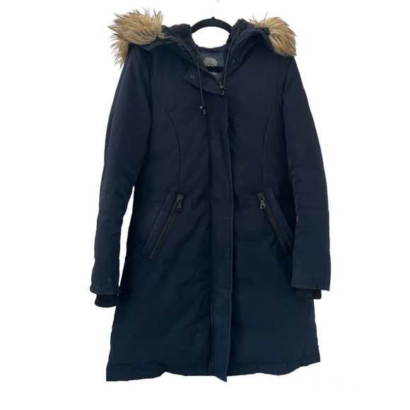 Vince Camuto Navy Blue Long Puffer Coat - Picture 2 of 9
